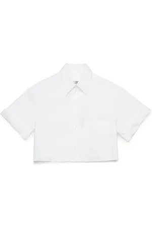 Maison Margiela Logo-embroidered cropped shirt