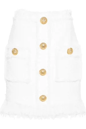 Balmain High-waist tweed miniskirt