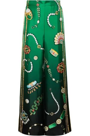 Casablanca Graphic-print silk trousers