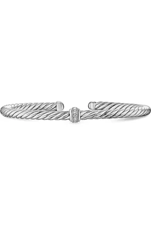 David Yurman Sterling Cable Flex Station diamond bangle