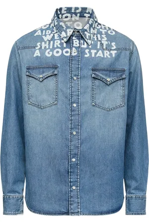 Maison Margiela Slogan-print denim shirt