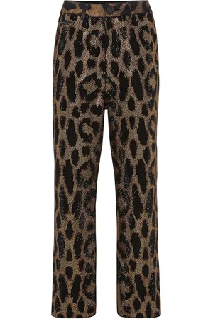 Philipp Plein Crystal-embellished leopard jeans