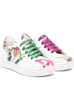 MONNALISA Cartoon-print lace-up sneakers