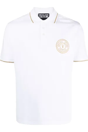 VERSACE Logo-embroidered cotton polo shirt