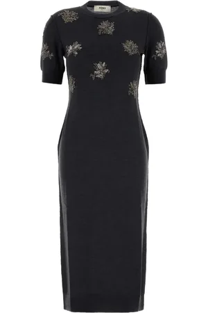 Fendi Floral-embroidered midi dress