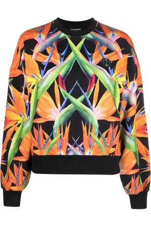 Philipp Plein Floral-print long-sleeved cropped sweatshirt