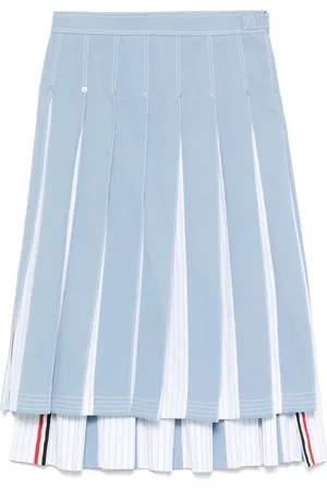 Thom Browne Pleated denim midi skirt