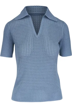 Lafayette 148 Open-knit polo top