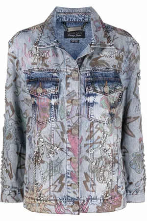Philipp Plein Monogram tattoo-print oversize denim jacket
