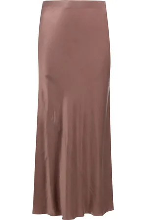Voz Bias-cut satin midi skirt
