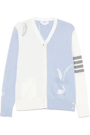 Thom Browne Feather-intarsia cotton cardigan