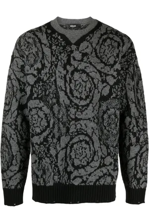 VERSACE Barocco-intarsia wool jumper