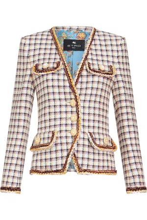 Etro Check-jacquard cotton-blend jacket