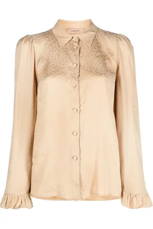 Twin-Set Animal-print ruffle-cuffs shirt
