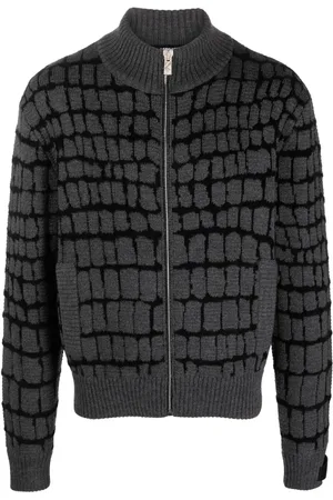 VERSACE Crocodile-jacquard zip-up sweatshirt