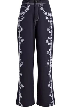 Cinq A Sept Floral-motif straight-leg trousers