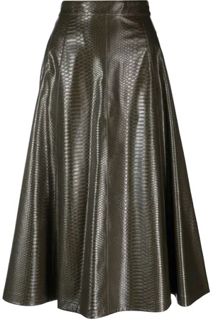 Twin-Set Snakeskin-effect faux-leather midi skirt