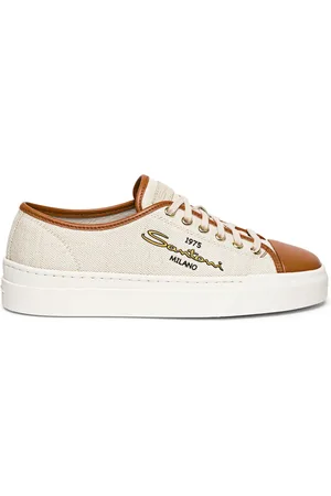 santoni Logo-print canvas sneakers