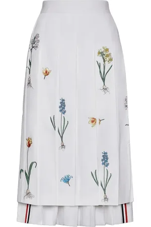 Thom Browne Floral-embroidery midi skirt