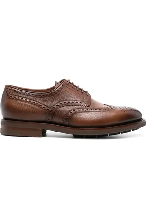 santoni Leather Derby brogue shoes
