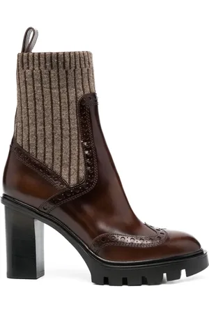 santoni Mid-heel brogue sock boots