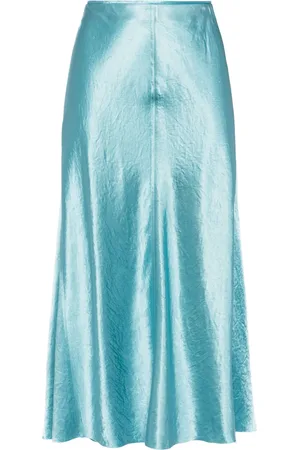 Vince Satin raw-edge midi skirt