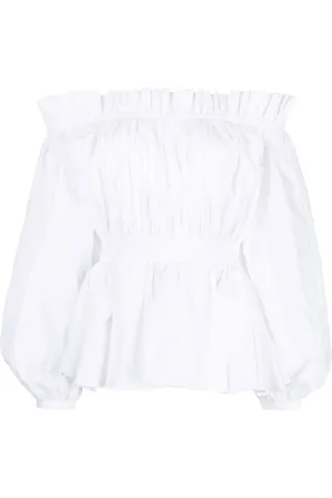 Alexander McQueen Off-shoulder cotton blouse