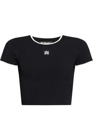 AMIRI Ribbed embroidered logo crop top