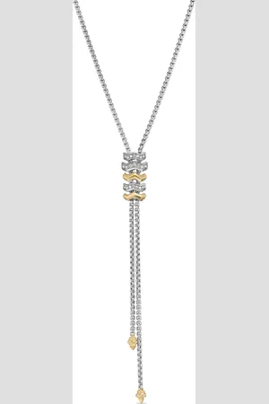 David Yurman 18kt yellow gold and sterling Zig Zag Stax Y diamond necklace