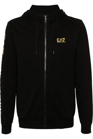 EA7 Logo-print zip-up hoodie