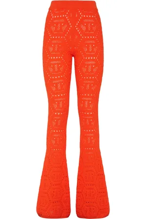Philipp Plein Monogram-intarsia bootcut trousers