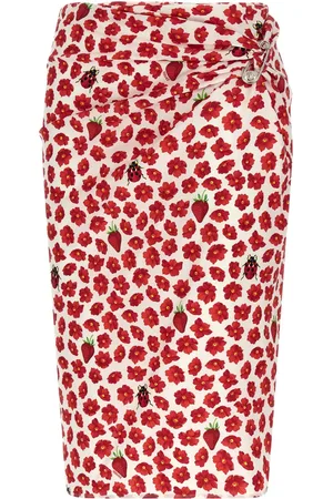 VERSACE Strawberry Garden midi skirt