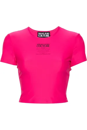 VERSACE Logo-print cropped T-shirt