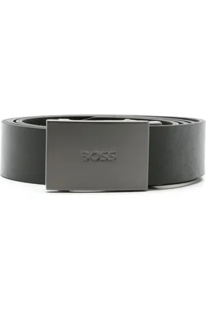 HUGO BOSS Engraved-logo buckle leather belt