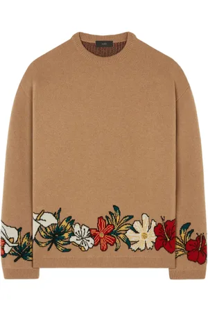 Alanui R+J floral-intarsia cashmere jumper
