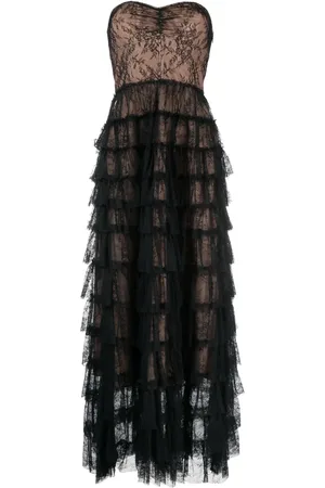 Twin-Set Ruffled Chantilly-lace maxi dress