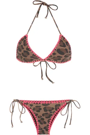 Brigitte Animal-print crochet-trim bikini set