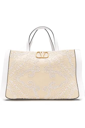 VALENTINO GARAVANI VLOGO embroidered raffia tote bag