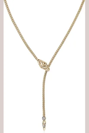 John Hardy 14kt yellow Naga Lariat white diamonds necklace