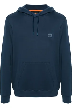 HUGO BOSS Logo-patch cotton hoodie