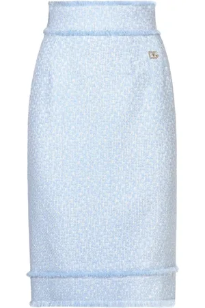 Dolce & Gabbana Appliqu???-logo tweed straight skirt