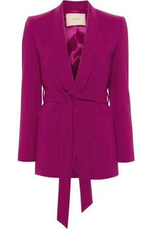 Twin-Set Oval T chain belted blazer