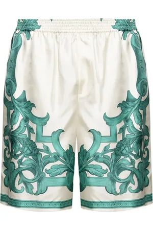 VERSACE Baroque print silk shorts