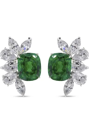 Juwelina Paris Sterling Roque emerald cuff earrings