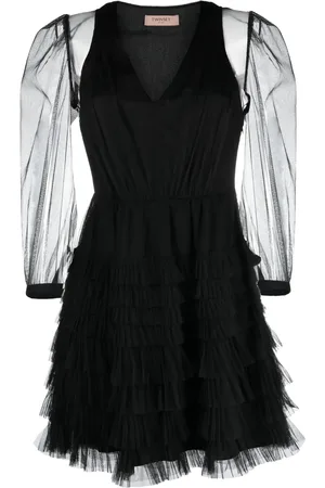 Twin-Set Ruffled semi-sheer minidress