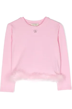 Twin-Set Logo-plaque faux-fur edge T-shirt