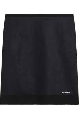 Miu Miu Intarsia knit-logo skirt