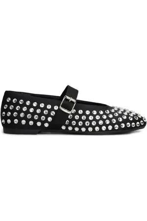 Gisel Moire Crystal-embellished flat pumps