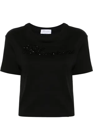 BLUMARINE Rhinestone-embellished cotton T-shirt