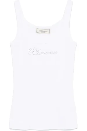 BLUMARINE Logo-appliqu?? tank top